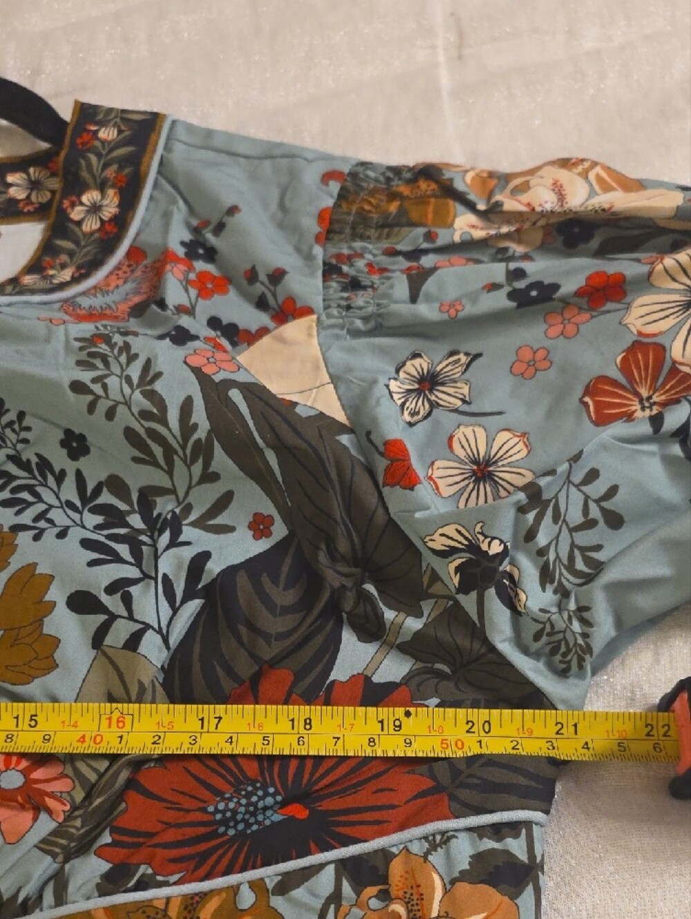FARM Rio Beauty Bouquet Sky Blue Floral Embroidered Mini Dress Cotton Size XL - Picture 14 of 16